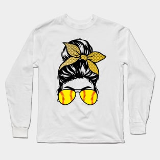 Softball Bun & Glasses - Light Apparel Long Sleeve T-Shirt